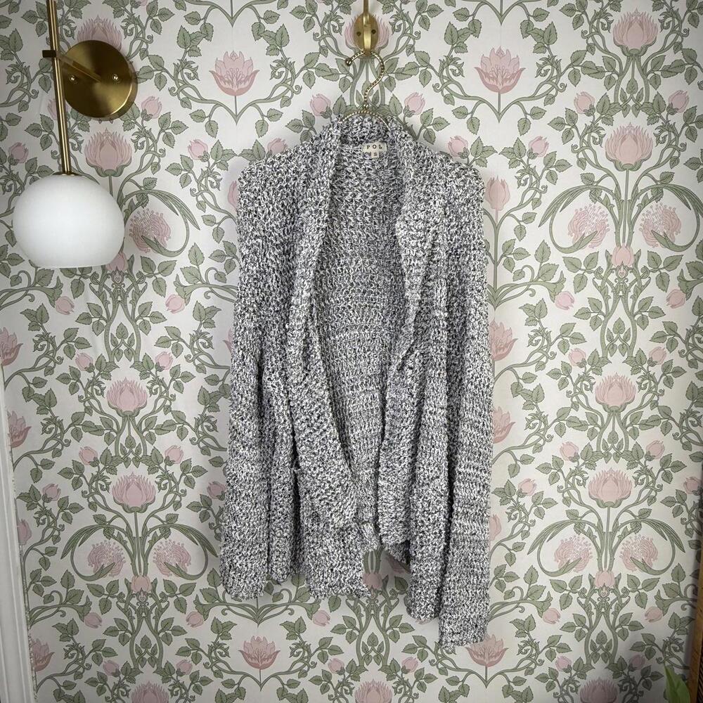 POL Cozy Lightweight Gray Open Knit Cardigan Sweater - Size - Small
